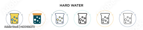 Hard water icon in filled, thin line, outline and stroke style. Vector illustration of two colored and black hard water vector icons designs can be used for mobile, ui, web