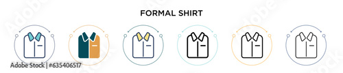 Formal shirt icon in filled, thin line, outline and stroke style. Vector illustration of two colored and black formal shirt vector icons designs can be used for mobile, ui, web