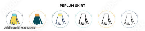 Peplum skirt icon in filled, thin line, outline and stroke style. Vector illustration of two colored and black peplum skirt vector icons designs can be used for mobile, ui, web