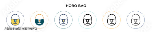 Hobo bag icon in filled, thin line, outline and stroke style. Vector illustration of two colored and black hobo bag vector icons designs can be used for mobile, ui, web