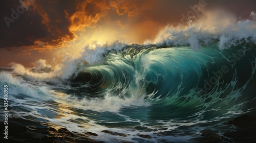A breaking wave. AI generated © PandaStockArt
