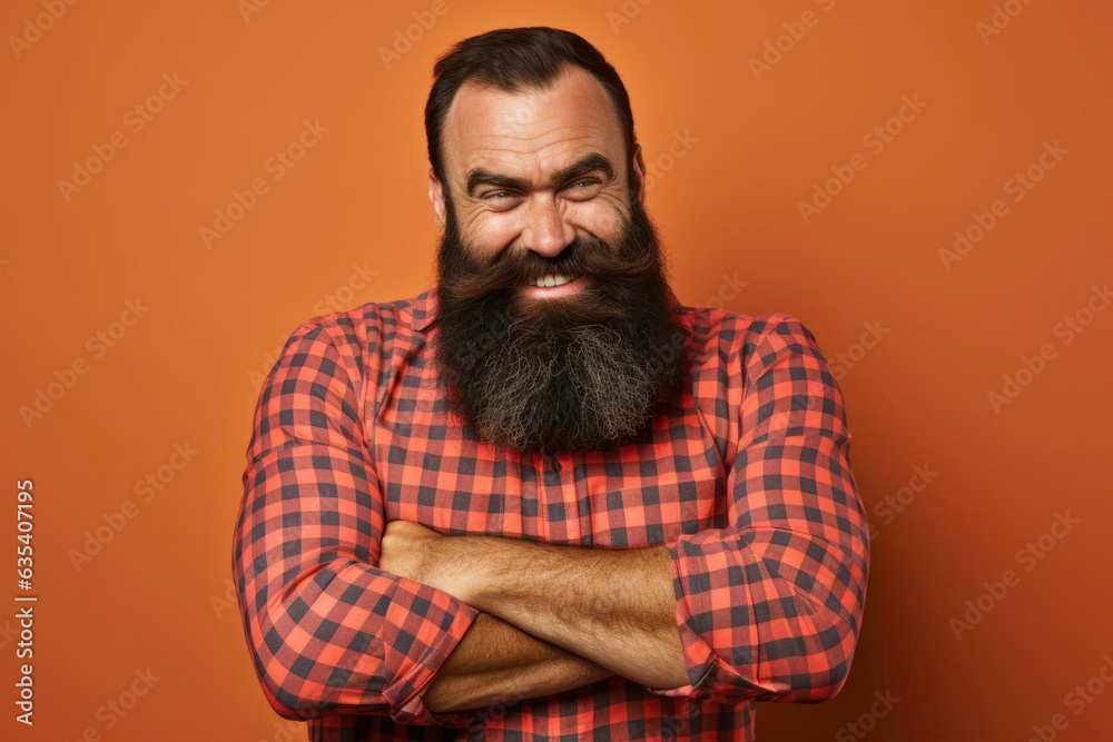 Fototapeta premium portrait of a man an orange studio background