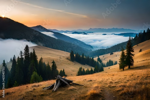 sunset in the mountains