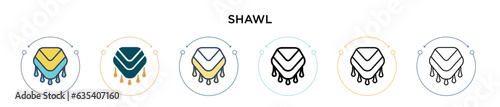 Shawl icon in filled, thin line, outline and stroke style. Vector illustration of two colored and black shawl vector icons designs can be used for mobile, ui, web