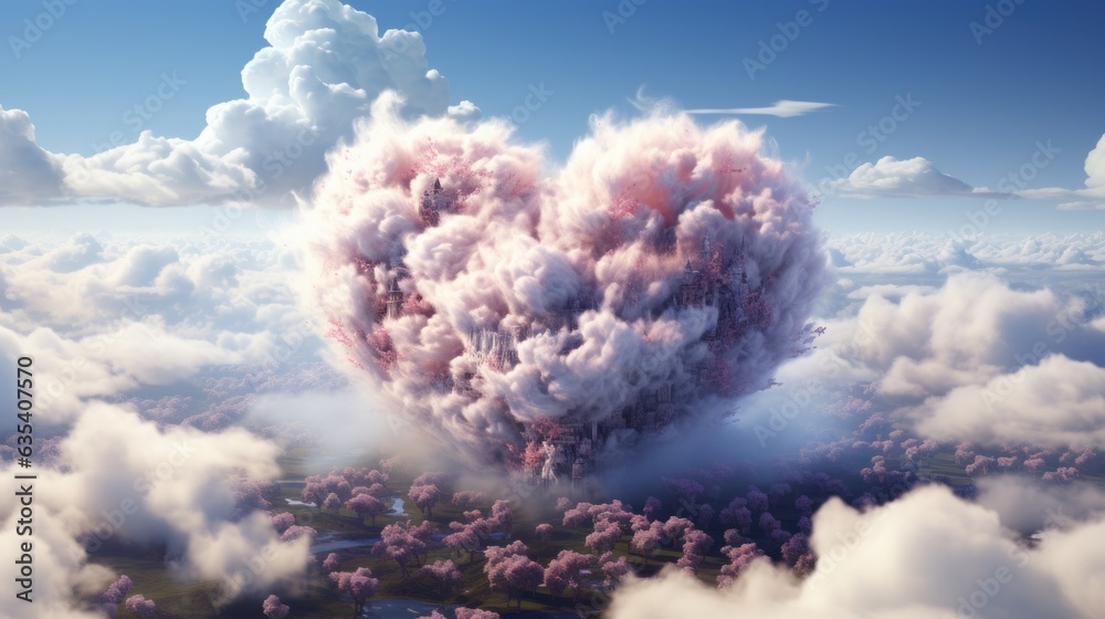 A cloud shaped like a heart. AI generated