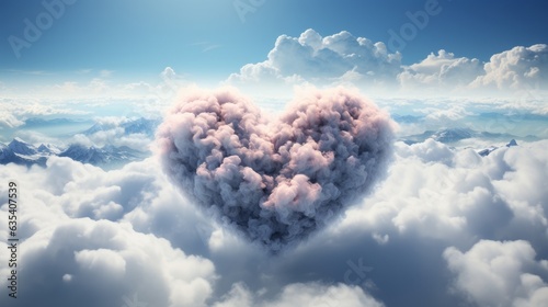 A cloud shaped like a heart. AI generated © PandaStockArt