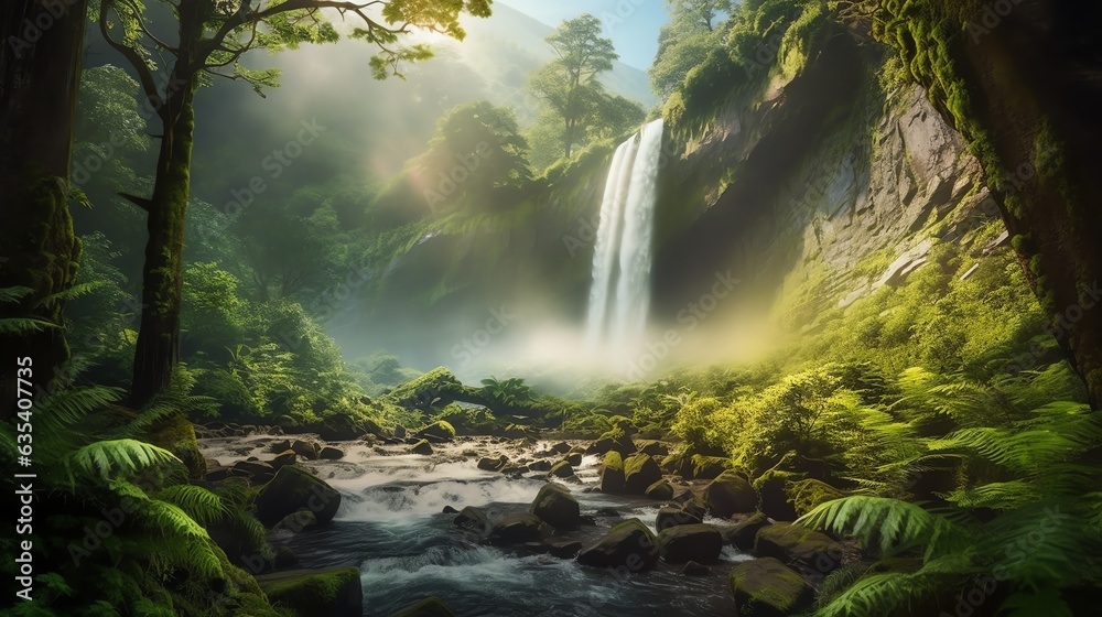 A beautiful shot of a Waterfall in the jungle