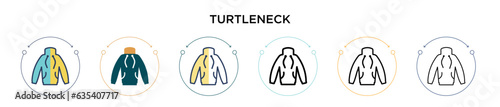 Turtleneck icon in filled, thin line, outline and stroke style. Vector illustration of two colored and black turtleneck vector icons designs can be used for mobile, ui, web