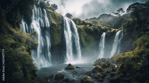 A beautiful shot of a Waterfall in the jungle