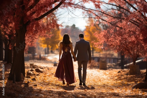 Autumn Engagement Couple getting engaged - stock photo concepts