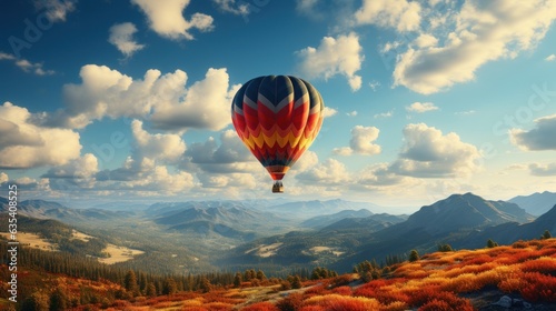 A hot air balloon floating in the sky. AI generated