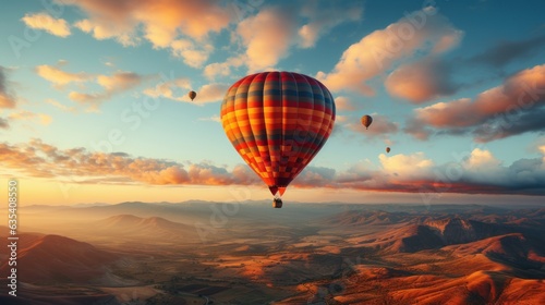 A hot air balloon floating in the sky. AI generated © PandaStockArt