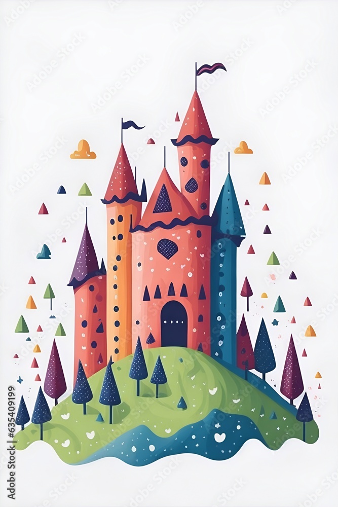 Magic castle cartoon. AI generated illustration Magic castle cartoon. AI generated illustration
