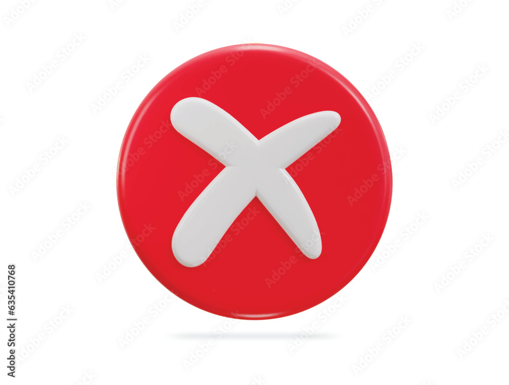 Cross icon, rejection symbol 3d vector icon Cross icon, rejection symbol 3d vector icon