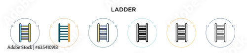 Ladder icon in filled, thin line, outline and stroke style. Vector illustration of two colored and black ladder vector icons designs can be used for mobile, ui, web