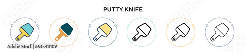 Putty knife icon in filled, thin line, outline and stroke style. Vector illustration of two colored and black putty knife vector icons designs can be used for mobile, ui, web