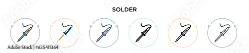 Solder icon in filled, thin line, outline and stroke style. Vector illustration of two colored and black solder vector icons designs can be used for mobile, ui, web