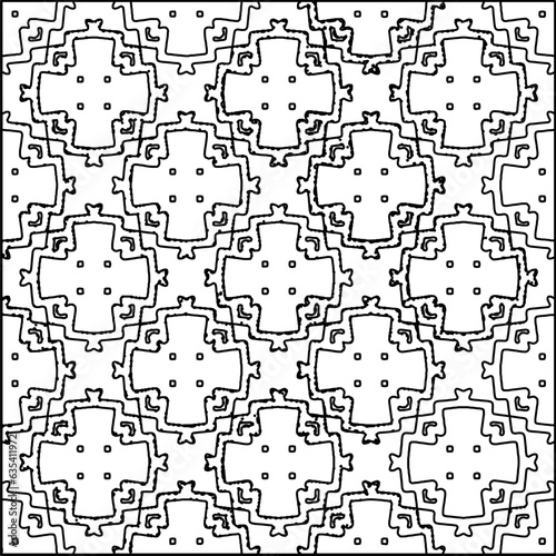 Vector pattern with symmetrical elements . Modern stylish abstract texture. Repeating geometric tiles from striped elements.Black and white pattern.