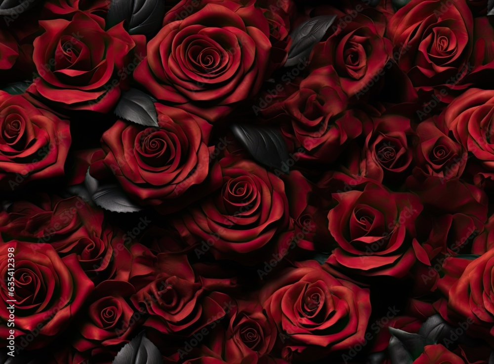 Red rose background. SEAMLESS PATTERN. SEAMLESS WALLPAPER. Created with Generative AI technology. Red rose background. SEAMLESS PATTERN. SEAMLESS WALLPAPER. Created with Generative AI technology.