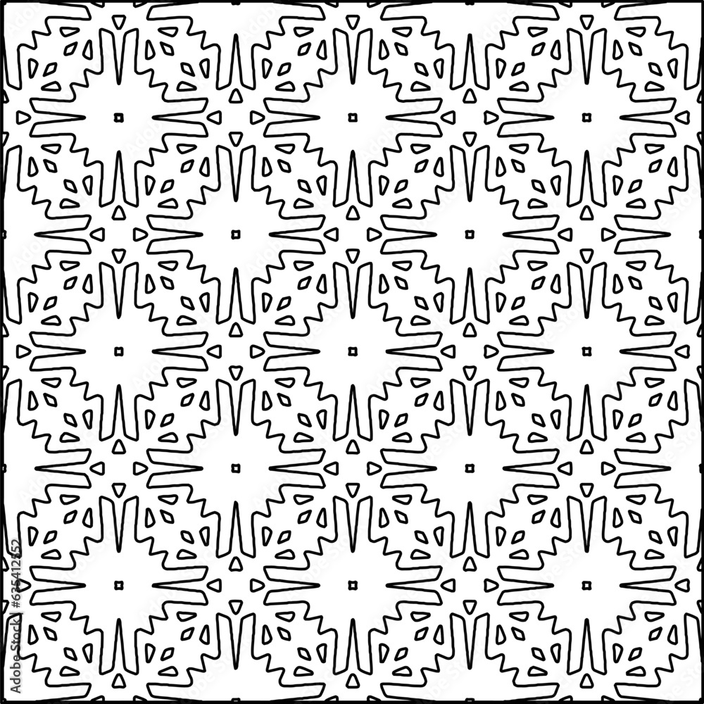 Vector pattern with symmetrical elements . Modern stylish abstract texture. Repeating geometric tiles from striped elements.Black and white pattern.