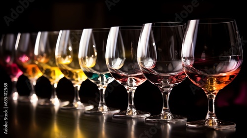 wine glasses on a black background