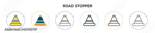 Road stopper icon in filled, thin line, outline and stroke style. Vector illustration of two colored and black road stopper vector icons designs can be used for mobile, ui, web