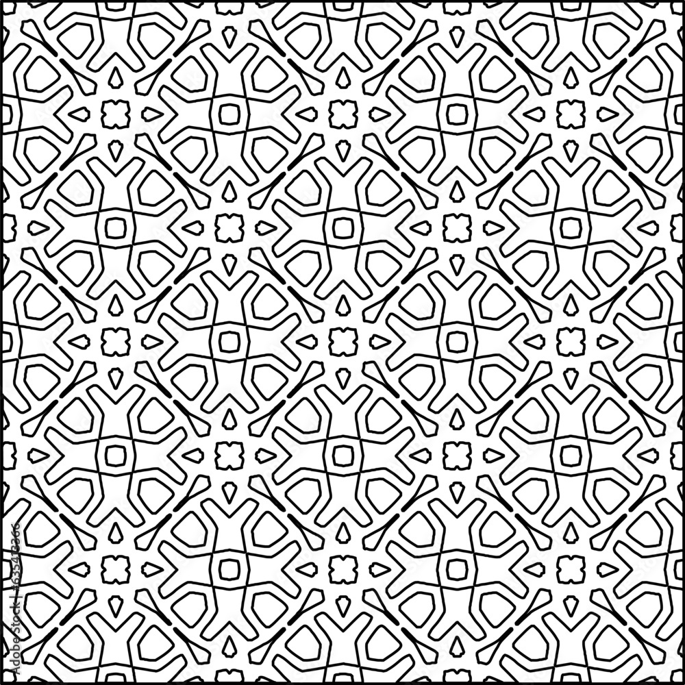 Vector pattern with symmetrical elements . Modern stylish abstract texture. Repeating geometric tiles from striped elements.Black and white pattern.