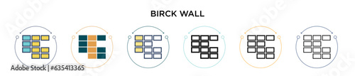 Birck wall icon in filled, thin line, outline and stroke style. Vector illustration of two colored and black birck wall vector icons designs can be used for mobile, ui, web
