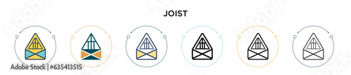 Joist icon in filled, thin line, outline and stroke style. Vector illustration of two colored and black joist vector icons designs can be used for mobile, ui, web