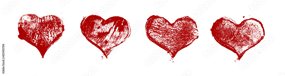 Grunge Red Heart Shapes Grunge Red Heart Shapes