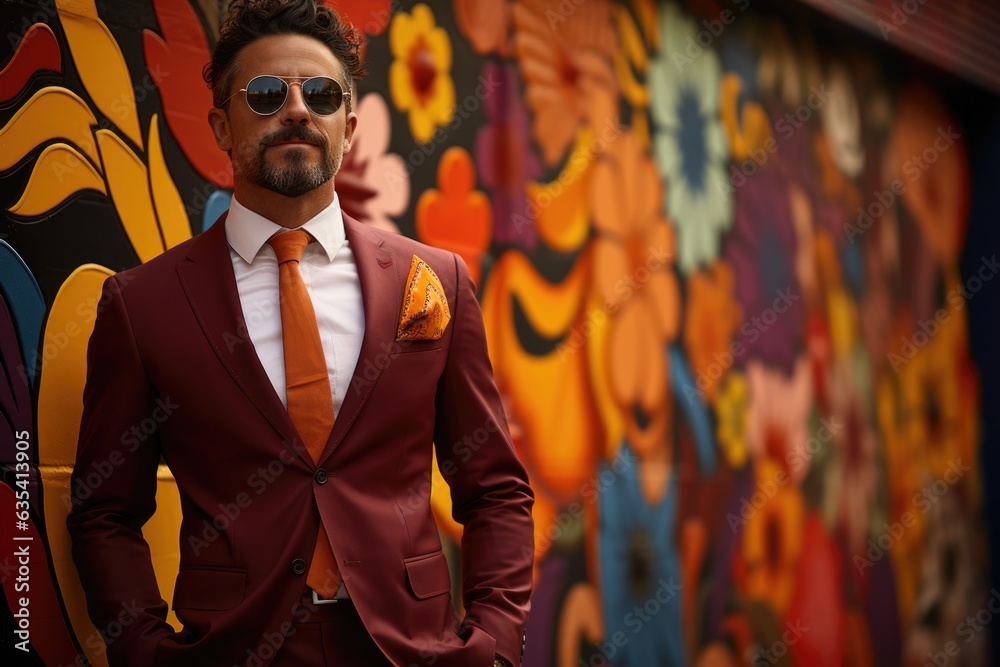 Posing against colorful murals in the Arts District - stock photo concepts Posing against colorful murals in the Arts District - stock photo concepts