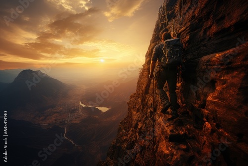 Resilient Perseverance Person climbing - stock photo concepts