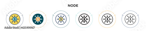 Node icon in filled, thin line, outline and stroke style. Vector illustration of two colored and black node vector icons designs can be used for mobile, ui, web