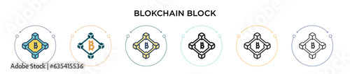 Blokchain block icon in filled, thin line, outline and stroke style. Vector illustration of two colored and black blokchain block vector icons designs can be used for mobile, ui, web
