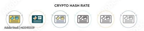 Crypto hash rate icon in filled, thin line, outline and stroke style. Vector illustration of two colored and black crypto hash rate vector icons designs can be used for mobile, ui, web
