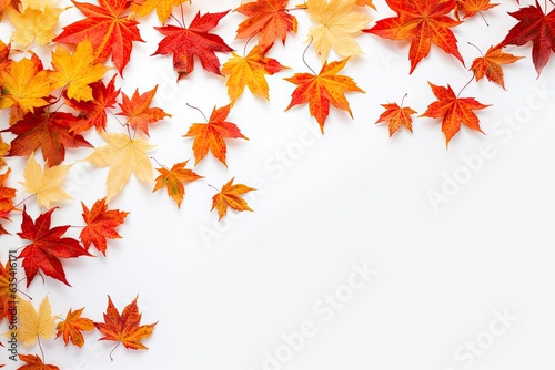 Abstract red maple leaf. Beautiful autumn nature on white background. Artistic fall design with copy space