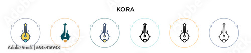 Kora icon in filled, thin line, outline and stroke style. Vector illustration of two colored and black kora vector icons designs can be used for mobile, ui, web