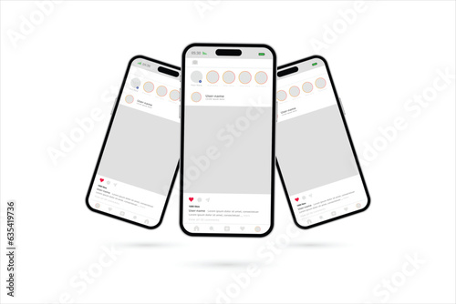 Vector Instagram post mockup social media template white background design with phone banner or poster vector file
