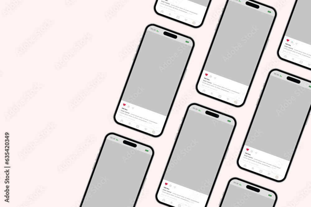 Vector Instagram post mockup social media template pink background ...