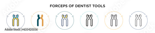 Forceps of dentist tools icon in filled, thin line, outline and stroke style. Vector illustration of two colored and black forceps of dentist tools vector icons designs can be used for mobile, ui, web