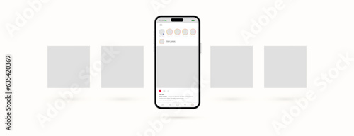 Vector Instagram post mockup social media template white background design with phone banner or poster vector file