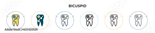 Fotografie Bicuspid icon in filled, thin line, outline and stroke style