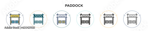 Paddock icon in filled, thin line, outline and stroke style. Vector illustration of two colored and black paddock vector icons designs can be used for mobile, ui, web