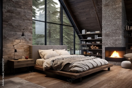 Rustic interior design of modern bedroom