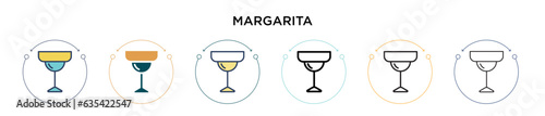 Margarita icon in filled, thin line, outline and stroke style. Vector illustration of two colored and black margarita vector icons designs can be used for mobile, ui, web