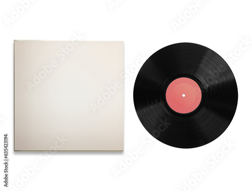 vinyl record isolated on white, music streaming service icon mockup