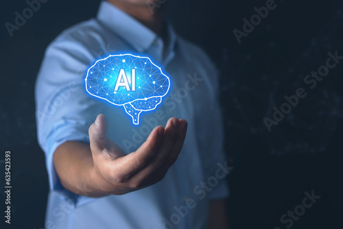 AI create system communication innovation concept question tools chat conversation support analysis robot bot program digital business company development datadata marketing technology assistant lear
 photo