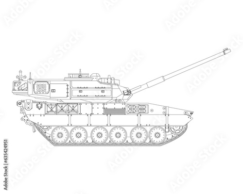 Photos Main battle tank in line art