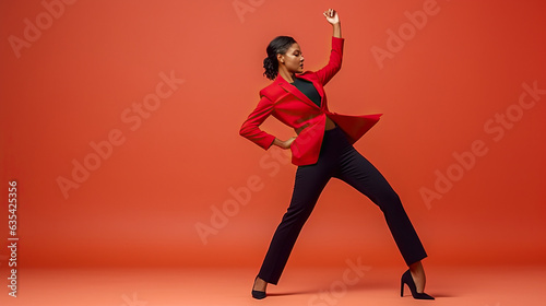 empowered woman in red, generative ai