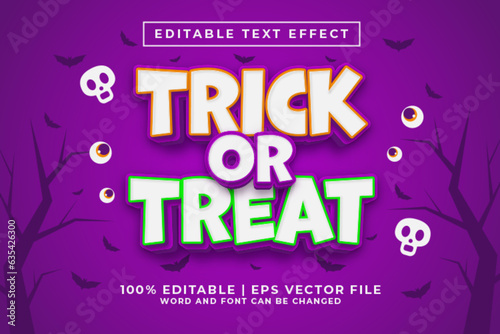 Trick Or Treat 3d Editable Text Effect Cartoon Style Premium Vector